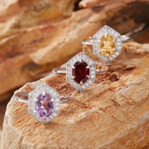 S925 Sterling Silver Natural Gemstone Ring for Women